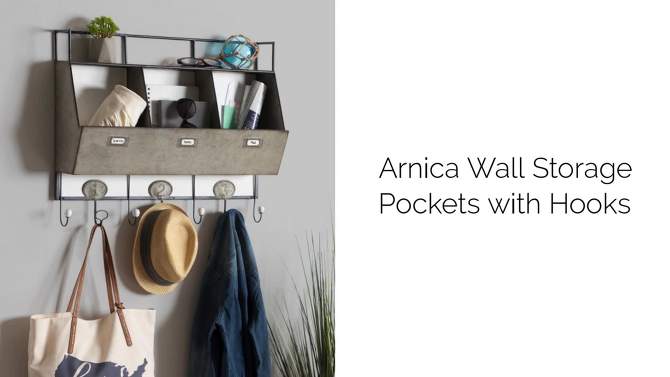 27&#34; x 22&#34; Arnica Wall Storage Pockets with Hooks White - Kate and Laurel, 2 of 8, play video