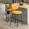 WestinTrends Alexandria Modern Upholstered Faux Shearling Fabric Counter Height Bar Stools with Back (Set of 2), Sunset Gold - 2 of 4