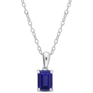 EVERLY JEWELRY | Sterling Silver Pendant with Gemstone and Created Gemstone – Multiple Stone Options - 1 of 4