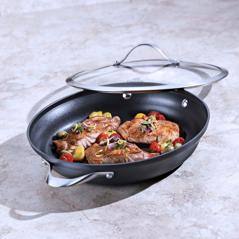 Calphalon Premier Space Saving 12" Everyday Pan with Lid, Hard-Anodized Nonstick Cookware w/ MineralShield Technology, Dishwasher & Oven Safe, 4 of 7