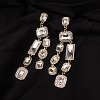 Vintage Rectangle Teardrop Chandelier Earrings, Art Deco Wedding Austrian Crystal Drop Dangle Earrings for Women Party Prom - 4 of 4