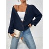Womens Sweater Cardigan V Neck Lantern Sleeve Button Front Knit Cardigan Sweater Coat - 3 of 4