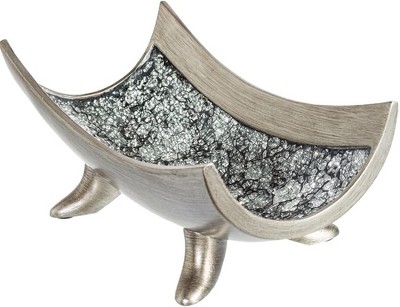Handcrafted Silver Resin Decorative Bowl with Stand