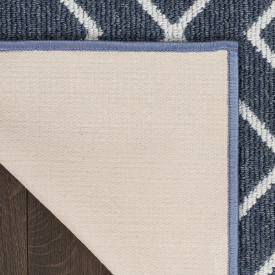 Denim Geometric Washable Synthetic Runner Rug 2' x 6'8"