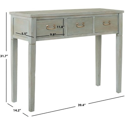 Ash Grey Elm Wood Console Table with Storage Drawers