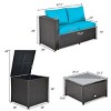 Tangkula Outdoor Rattan Sectional Loveseat Couch Conversation Sofa Set with Storage Box &Coffee Table Red/Navy/Turquoise - image 2 of 4