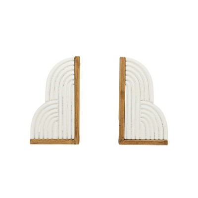 Set of 2 Cloud Bookends White Wood & MDF by Foreside Home & Garden