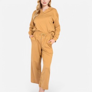 Anna-Kaci Women's Long Sleeve Pullover and Wide Leg Pants Lounge Set - 1 of 4
