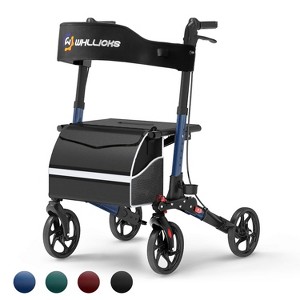 Rollator Walkers for Seniors with Seat, No Assembly Foldable 8" Non-Slip Big Wheels All Terrain Lightweight Durable Rolling Walker with Backrest - 1 of 4