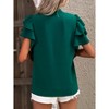 Womens Flowy Tunic Tops with Flutter Sleeve V Neck Tops Front Seam Short Sleeve Blouse Summer Casual Tops - 2 of 4