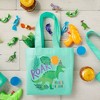 Blue Panda 24-Pack Small Teal Dinosaur Gift Bag with Handles, Non-Woven Reusable Kids Tote Bag for Goodie Favors and Treats, 6.5x7x1.8 In - 2 of 4