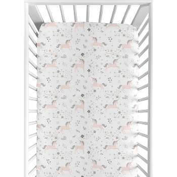 Sweet Jojo Designs Fitted Crib Sheet - Unicorn - White