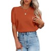 Women's Short Sleeve Sweater Tops 2025 Spring Summer Trendy Crew Neck Casual T Shirts Blouses,Dark Orange - XL - 3 of 4