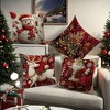Lomsoe 4pcs Festive Christmas Cushion Covers - Snowman with Candy Cane, Reindeer with Holly, Holiday Season Patterned Pillowcases - 4 of 4