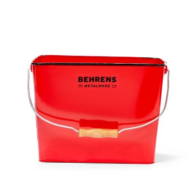 Behrens Rectangular Galvanized Steel Bucket Red