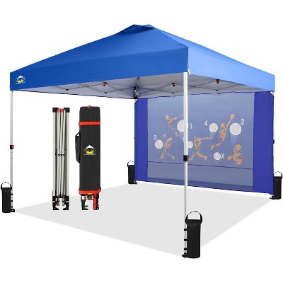 CROWN SHADES 10x10 Pop Up Canopy Tent with Game Netting - One Push Setup Beach Tent - Outdoor Sun Shade for Events, Parties, Camping