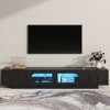 Angel Sar 86 inch TV Stand with APP-Controlled LED Lights, Fluted Glass Door Media Console for Living Room, Black Entertainment Center - 2 of 4