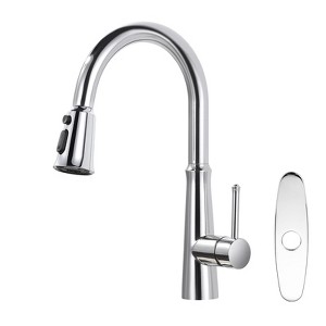 WOWOW  Single-Handle Pull-Down Sprayer Kitchen Faucet Stainless Steel in Brushed Nickel - 1 of 4