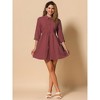 INSPIRE CHIC Women's 3/4 Sleeve Button Front Solid Color Flare Mini Shirt Dress - 3 of 4