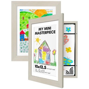 Americanflat Kids Artwork Picture Frame in Light Wood- Displays 8.5x11" With Mat and 10x12.5" Without Mat -  2 Pack - 1 of 4