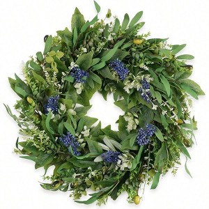 Wreaths Front Door 22 inch Greenery Wreath with Eucalyptus Olive Boxwood Leaves Spring Summer All Season Home Outdoor Decoration - 1 of 4