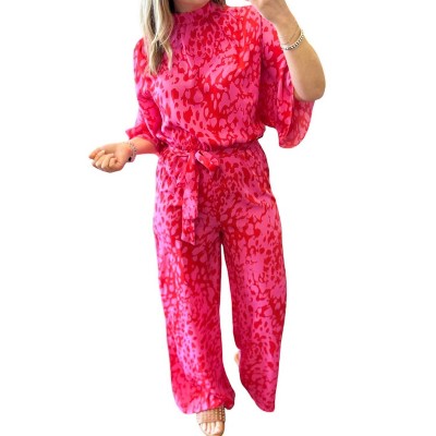 Women's Hailey Leopard Jumpsuit - THOMAS & LEE Company S