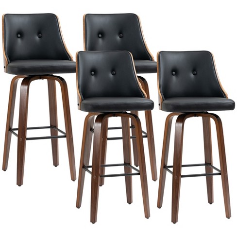 Black leather bar stools with online backs