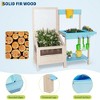 Kids Outdoor Mud Kitchen with Sink & Faucet, Wood Play Kitchen Set with Gardening Tools, Trowel, Rake & Pots for Boys Girls Ages 3-8 - 4 of 4