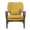Mid-Century Modern Arm Chair with Accent Pillow, Button-Tufted Wingback Chair, Accent Chair with Birch Wood Legs -Christopher Knight Home - 2 of 4