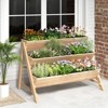 Tangkula 3-Tier Raised Garden Bed Wooden Vertical Planter Box with Storage Shelf 2 Hanging Hooks & 3 Bed Liners - 3 of 4