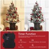 4.5 FT Christmas Tree, Pre-lit Christmas Tree with X-Shaped Design Base and Red Berries - 4 of 4