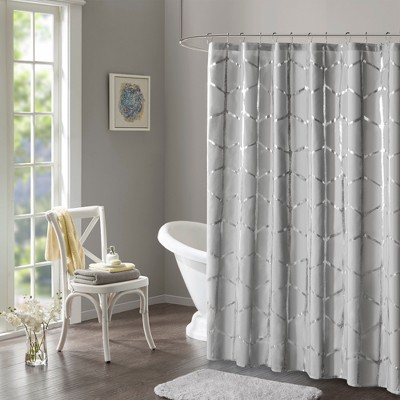 silver shower curtain