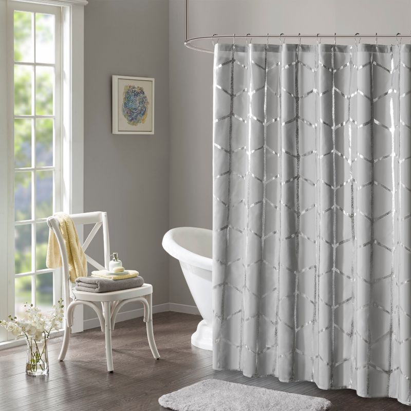 Arielle Printed Metallic Shower Curtain, 1 of 6