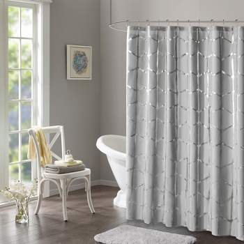 Arielle Printed Metallic Shower Curtain