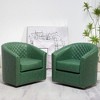 KINWELL 29" Wide Tufted PU Leather Swivel Barrel Chair (Set of 2) - 2 of 4