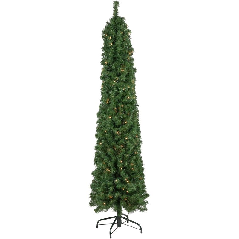 Northlight 6' x 20" Pre-Lit Traditional Green Pine Pencil Artificial Christmas Tree - Clear Lights, 1 of 7