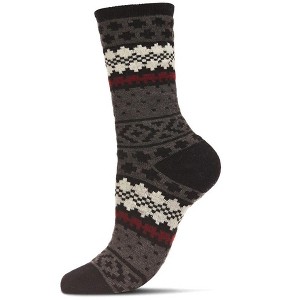 Memoi Women's Winter Fair Isle Cashmere Blend Crew Socks - 1 of 2