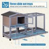 FDW Wood Rabbit Hutch Rabbit Cage Bunny Hutch Rolling Large Bunny Cage Indoor Outdoor Two Story Guinea Pig Hutch Rabbit House with Wheels, Grey - 3 of 4