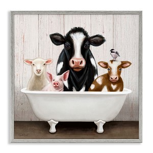 Stupell Industries Country Animals Farmhouse Claw Bathtub, 12" x 12" - 1 of 4