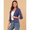 Allegra K Women's Striped 3/4 Sleeves Open Front Casual Notched Lapel Blazer - 4 of 4