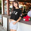 Anna-Kaci Women's Letter Print Crop Top Short Sleeve July 4th USA Flag T-Shirt - 4 of 4