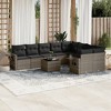 vidaXL 10 Piece Patio Sofa Set with Cushions Gray Poly Rattan - Without Table - 2 of 4