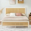 Rattan Platform Bed Frame With Headboard, Modern Style Cane Boho Bed Frames With Heavy Duty Sturdy Steel Slat Support, No Box Spring Needed - 3 of 4