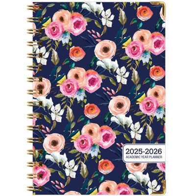 Global Printed Products Hardcover AY 2025-2026 Fashion Planner - 5.5"x8" (Small Navy Floral)