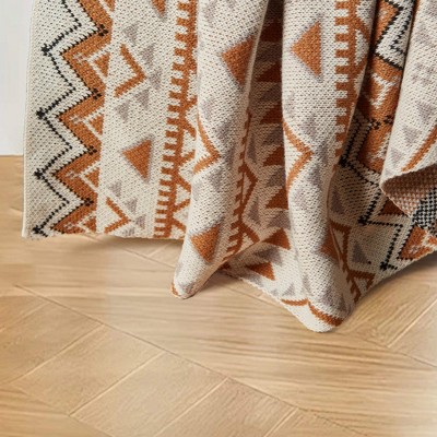 Boho Brown Diamond Knit Throw Blanket 50"x60"