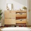 2 Flip Drawers with a Drawer, Narrow Shoe Storage Organizer with Drawer, Farmhouse Freestanding Hidden Shoe Rack Cabinet - 4 of 4