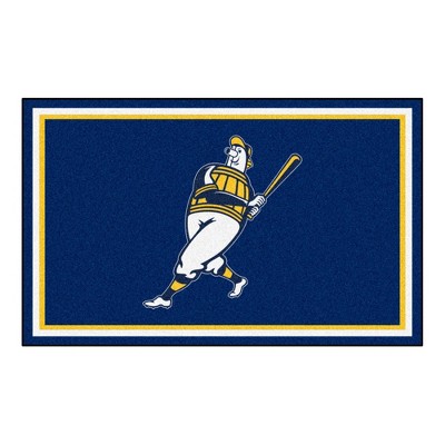 MLB Milwaukee Brewers 4'x6' Barrell Man Logo Plush Area Rug - Navy