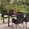 vidaXL Patio Table, with Glass Top Black 59.1"x35.4"x29.5" Poly Rattan - 2 of 4