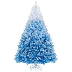 Costway 5/6/7/8 FT Artificial Christmas Tree with 456/820/1264/1774 Branch Tips & Folding Metal Stand White & Blue/White & Pink - 1 of 1