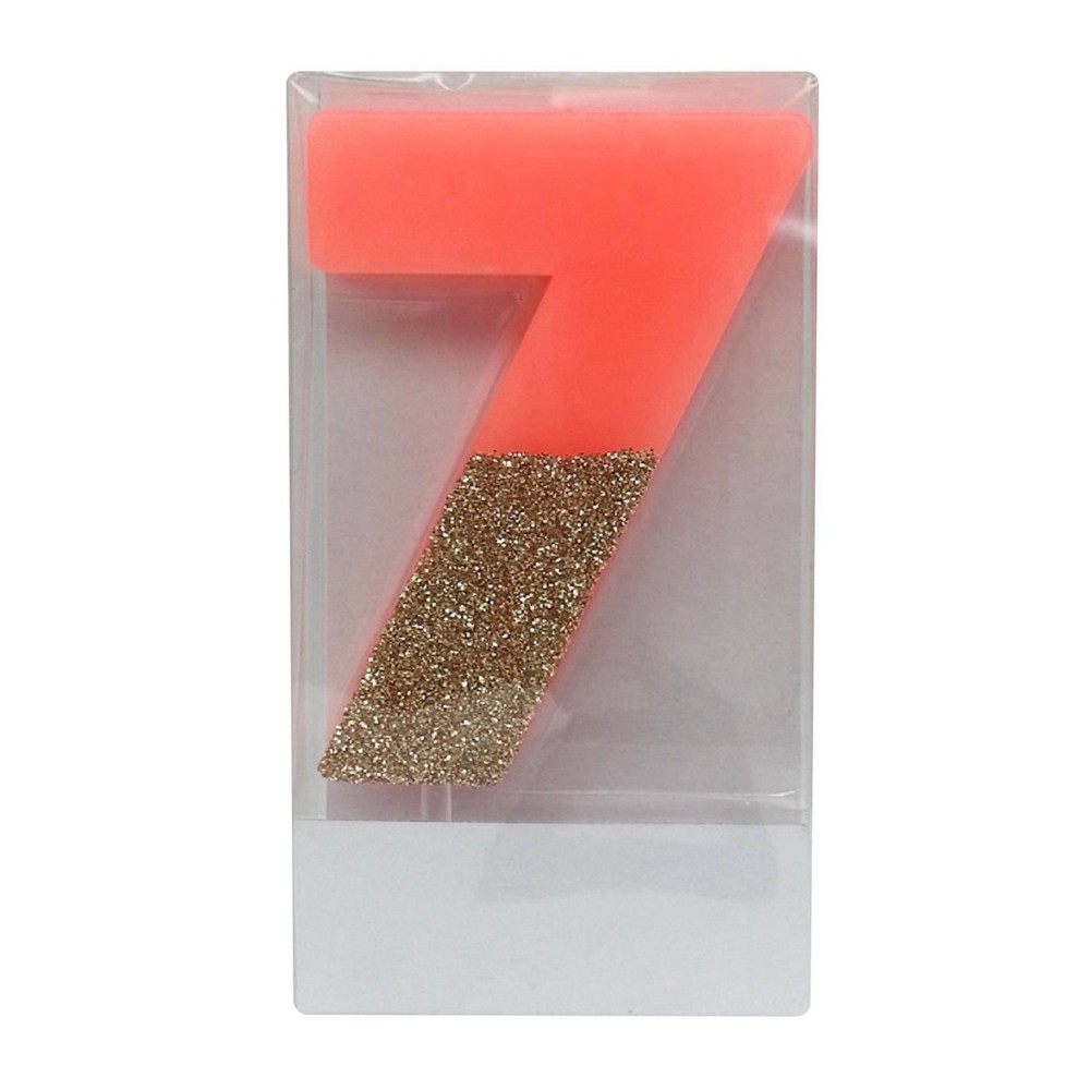 Number 7 Glitter Candle /Gold - Spritz&amp;#8482;